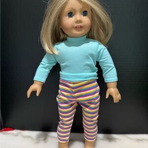 American Girl Doll Retired Kitt Doll with Mint Green Shirt and Striped Pants